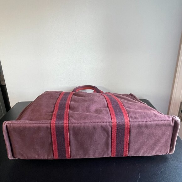 Hermes Vintage Hermès Toile Fourre-Tout MM - Brown/Red - Preowned - Picture 3 of 15